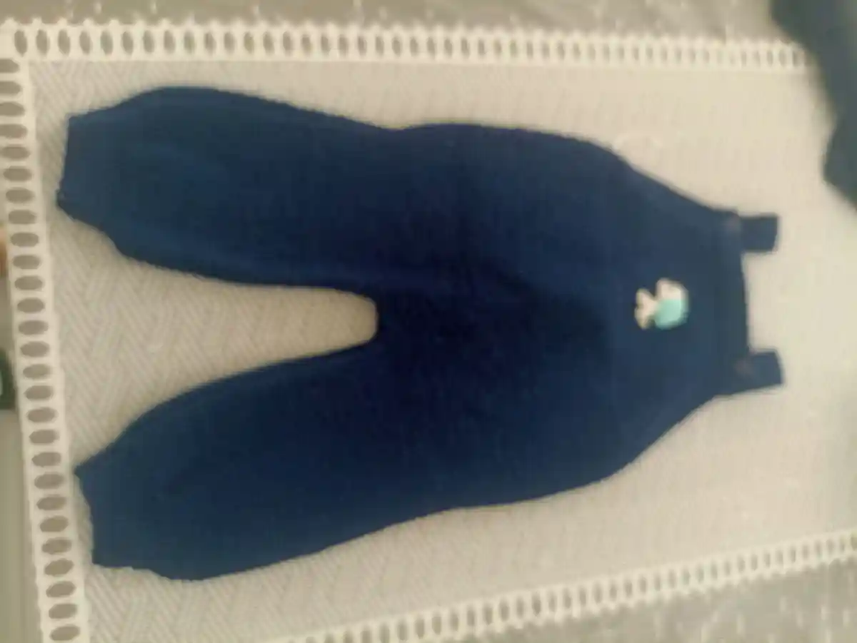 Mavi renkli çocuk tulum el yapımı boy 65 cm en 33 cm