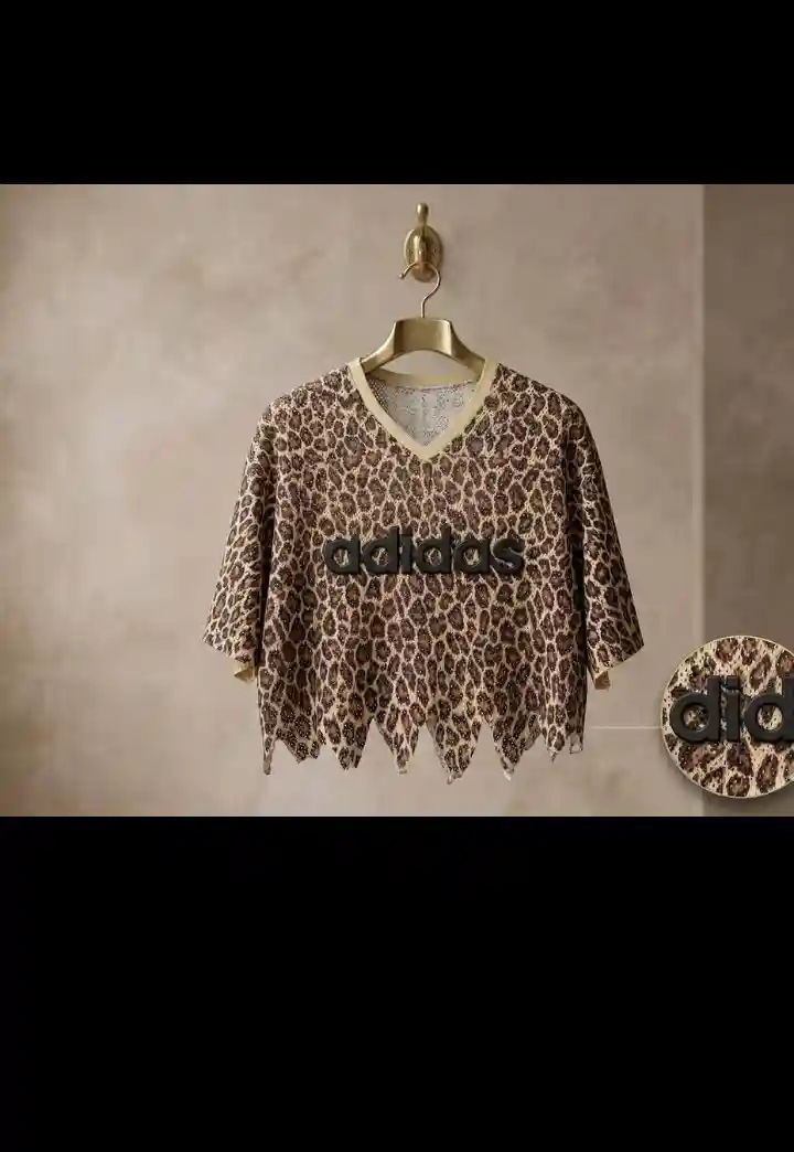 Leopar desenli adidas tişörtü