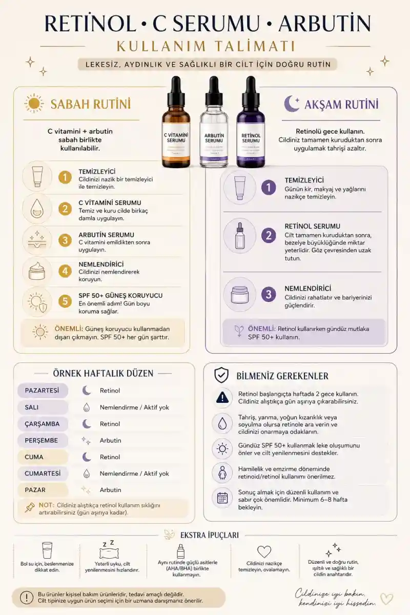 C serumu ve retinol i̇çeren cilt bakım seti