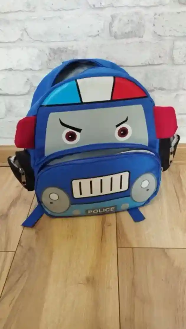 Polis araba desenli çocuk sırt çantası