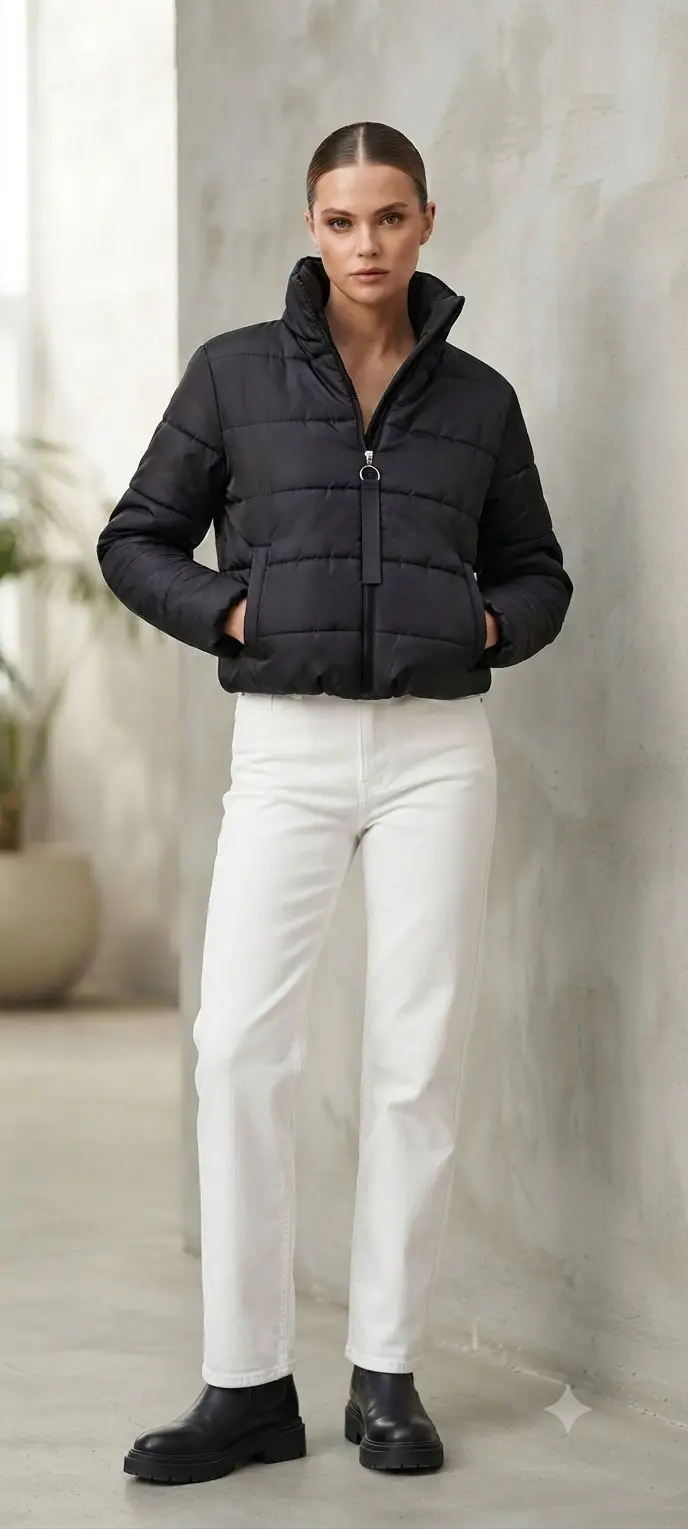 Siyah bomber mont