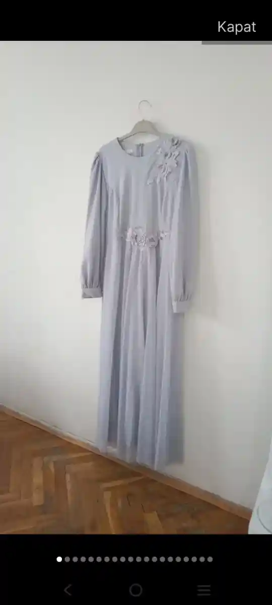 Gri renkli uzun elbise