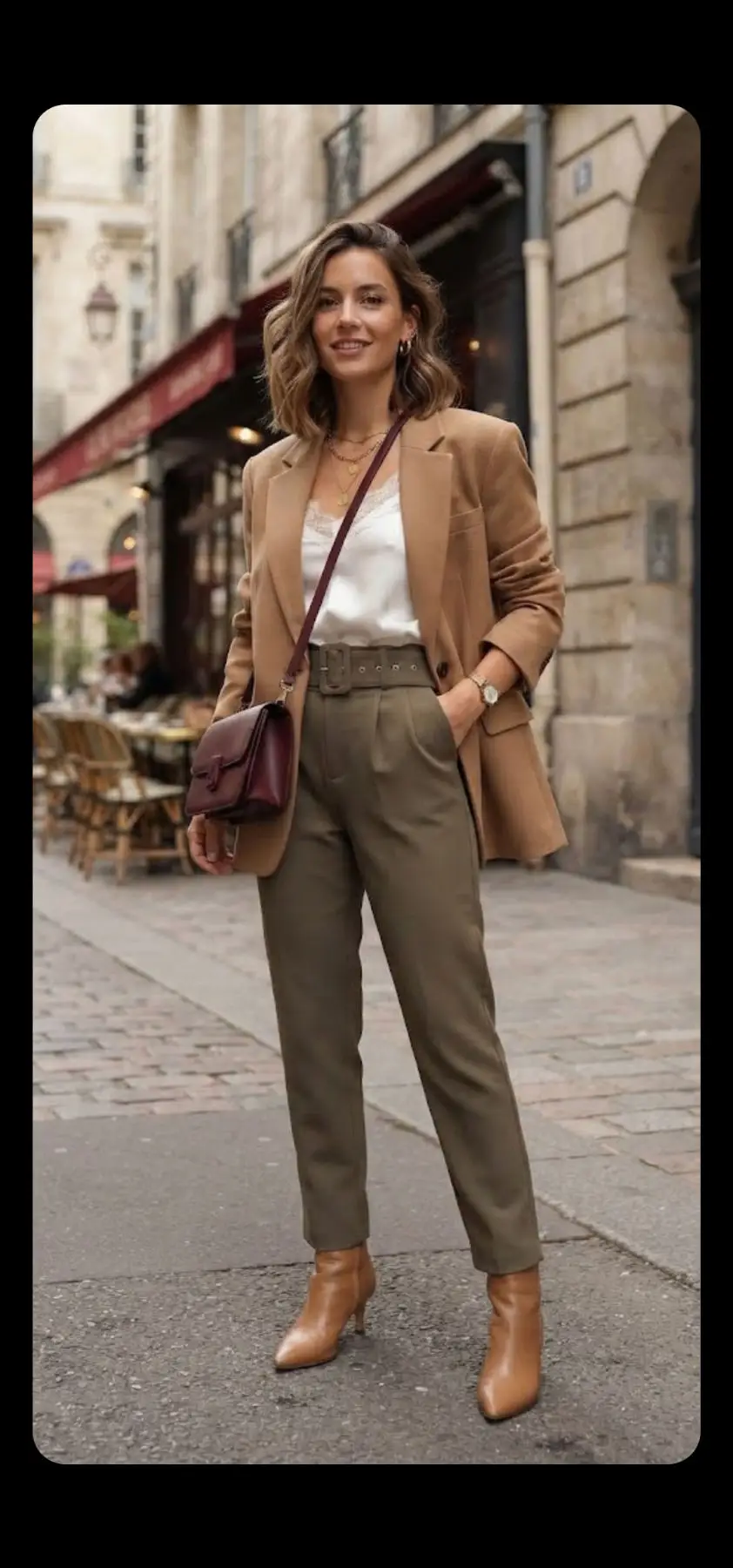 Haki yeşil şık kumaş pantalon