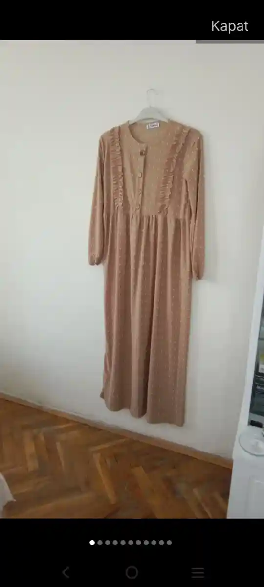 Kahverengi uzun elbise