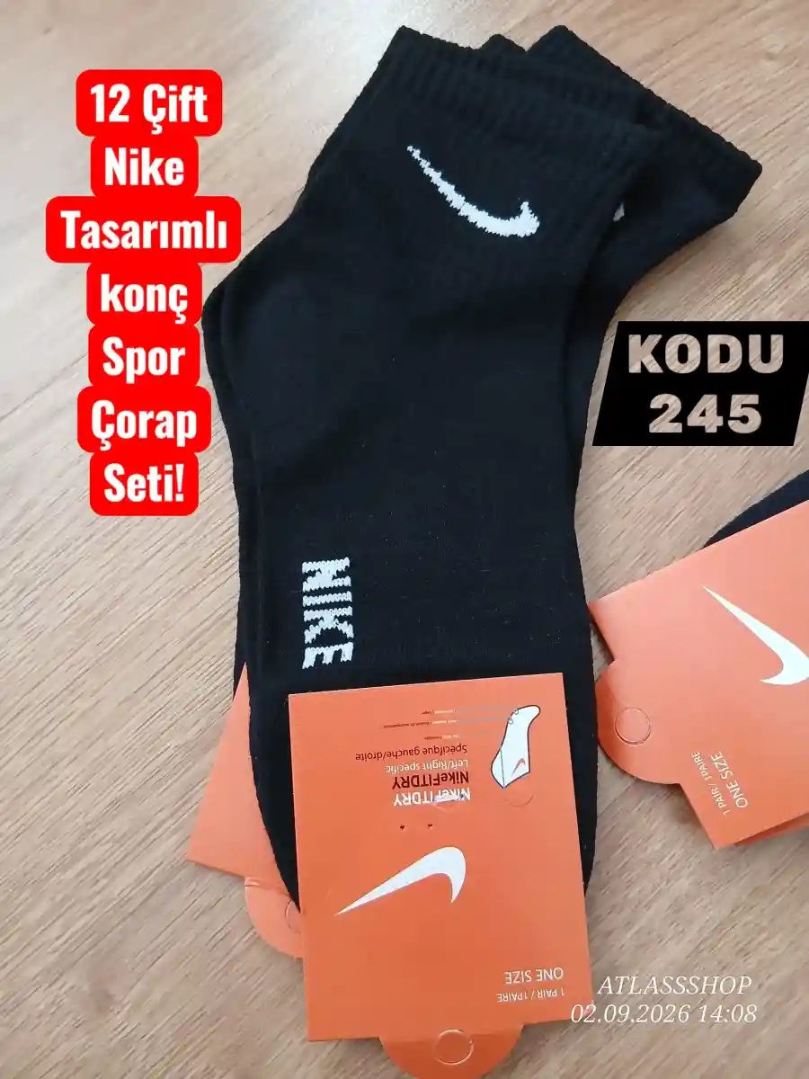 12 çift nike tasarımlı spor çorap seti