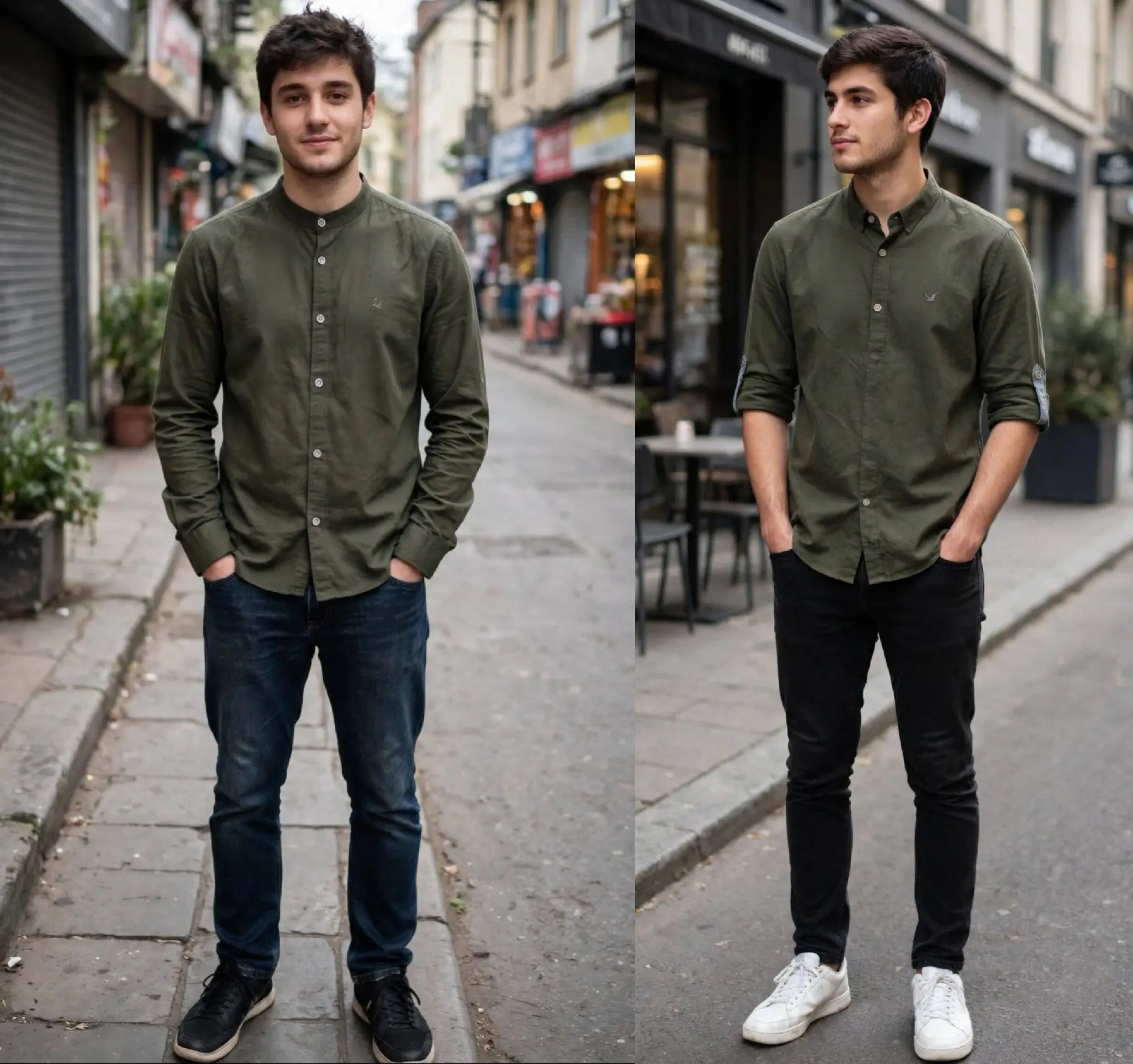 Yeşil gömlek.. slim fit