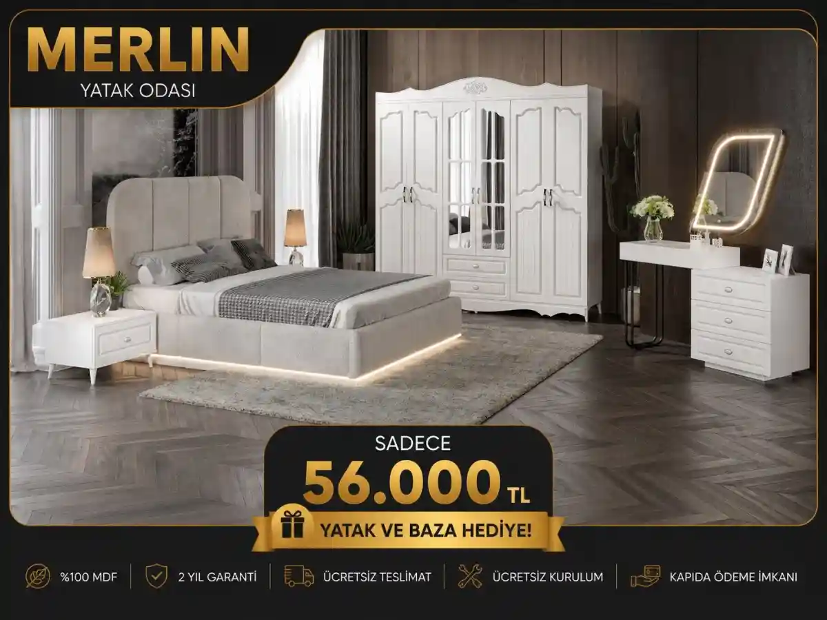 şık beyaz yatak odası takımı