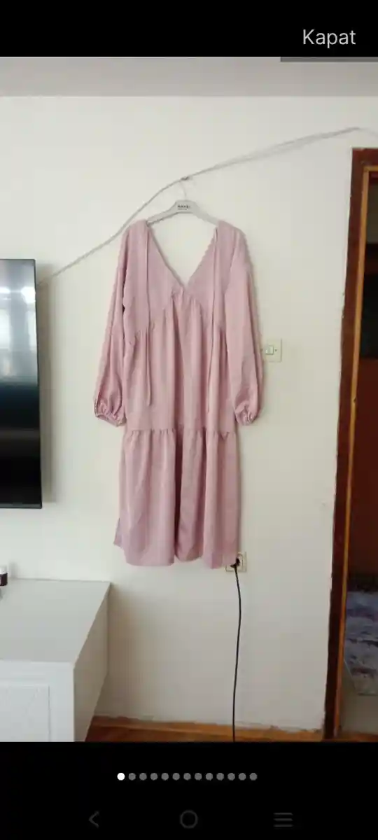 Pembe uzun kollu elbise