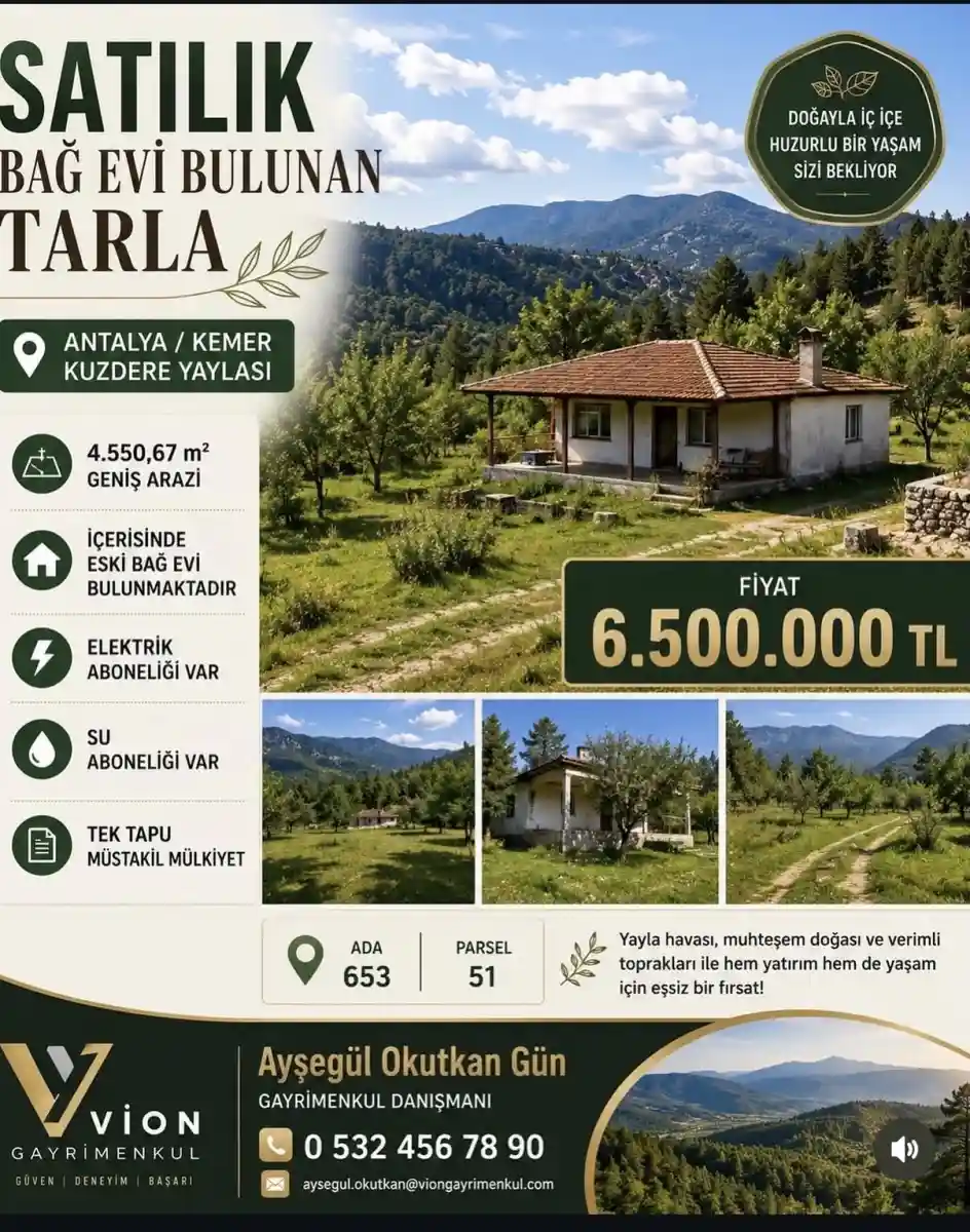 Kuzdere yaylası'nda geniş arazi üzerinde bağ evi ilan görseli