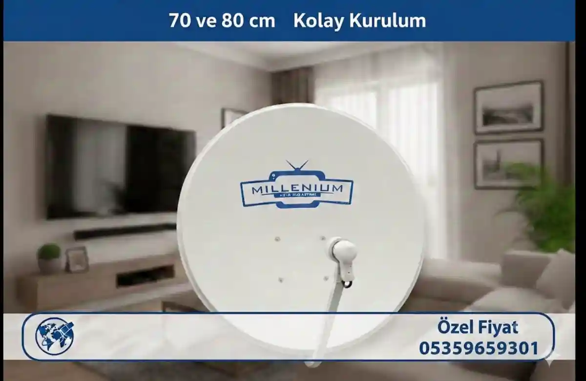 Millenium 70-cm ofset çanak sıfır tüm ekipmaniyla