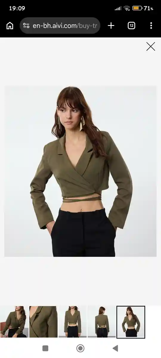 Haki crop kadın ceket