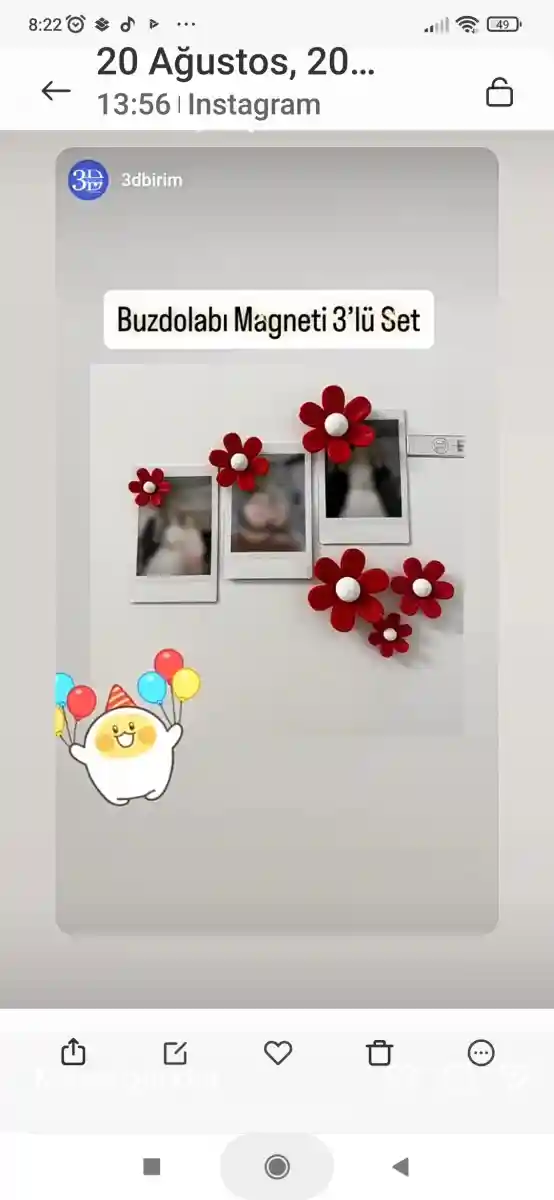 çiçek desenli buzdolabı magneti seti