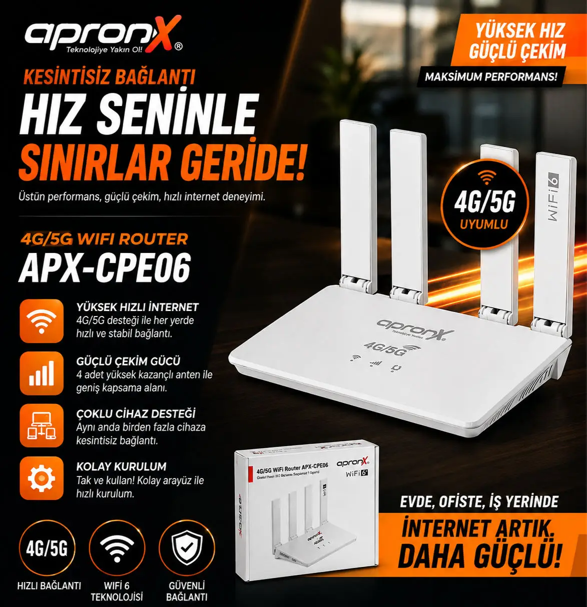 Apronx 4g/5g wifi router apx-cpe06 ilan görseli