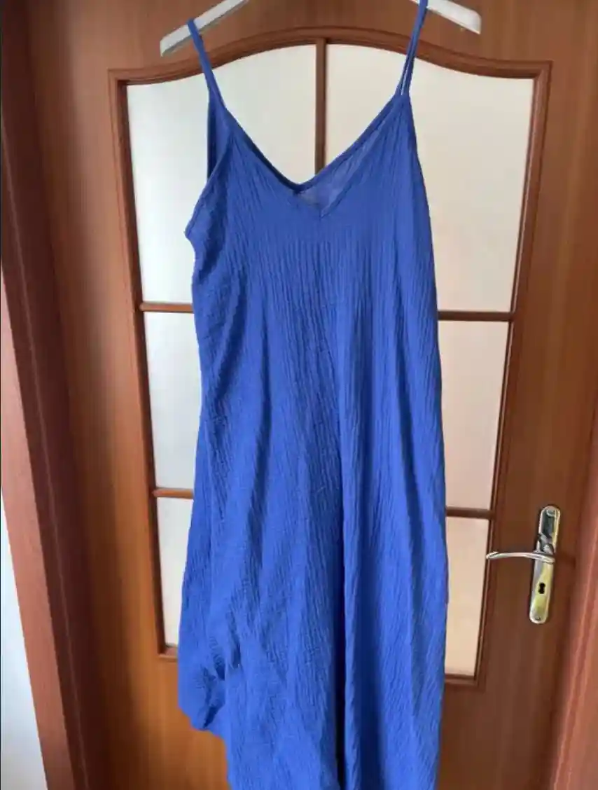 Mavi askılı yaz elbisesi
