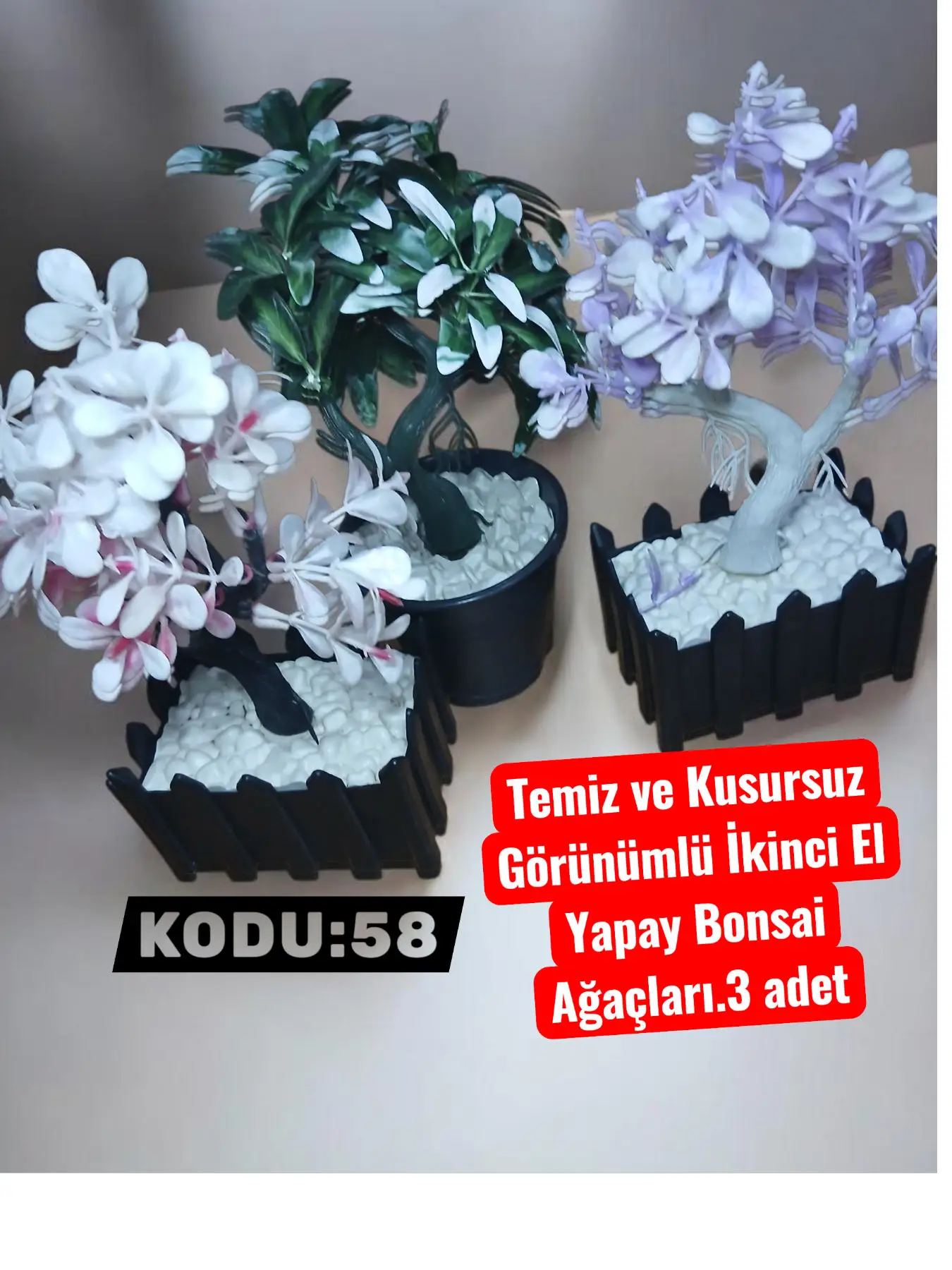 3 adet yapay bonsai ağaç setitemiz ve kusursuz görünümlü i̇kinci el yapay #bonsai #ağaçları.3 ad