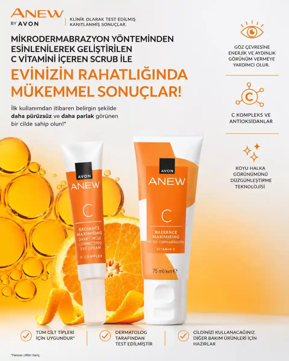 C vitamini i̇çeren cilt scrubu ve göz altı kremi ilan görseli