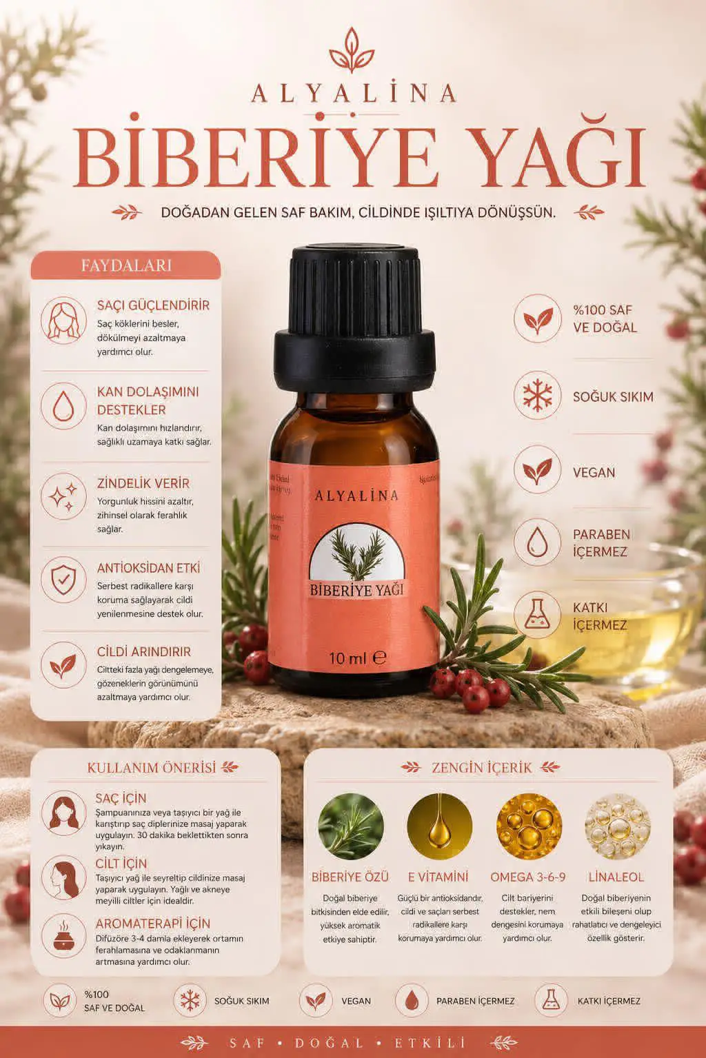 Biberiye yağı 10 ml - doğal bakım