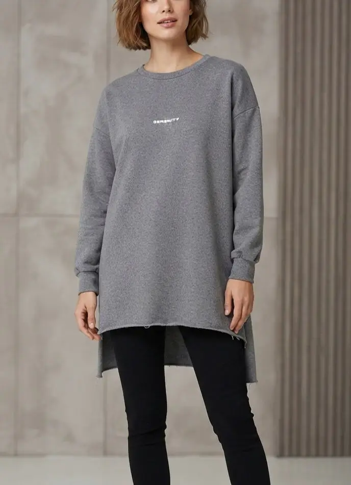 Gri uzun kollu sweatshirt