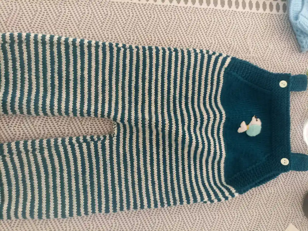 çizgili örgü bebek tulum 1/1.5 yaş boy 67 cm en 30 cm el yapımı