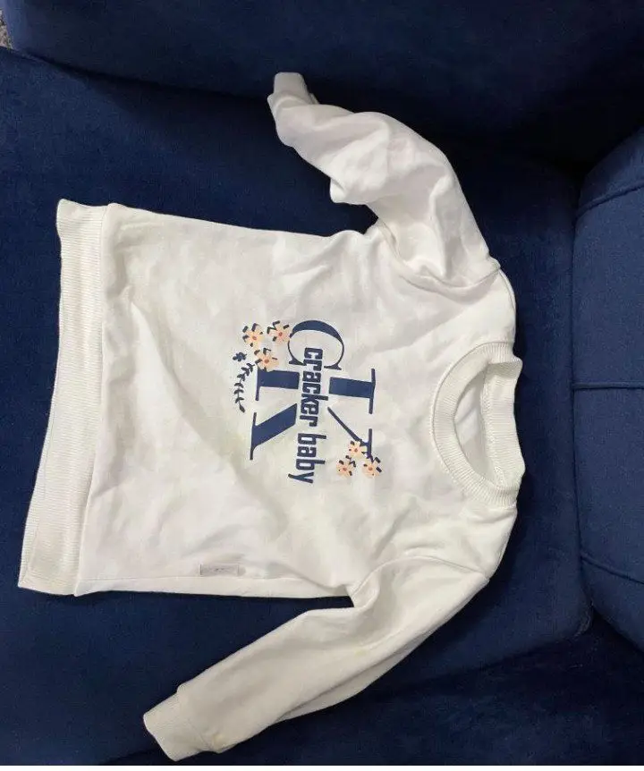 çiçek desenli beyaz bebek sweatshirt
