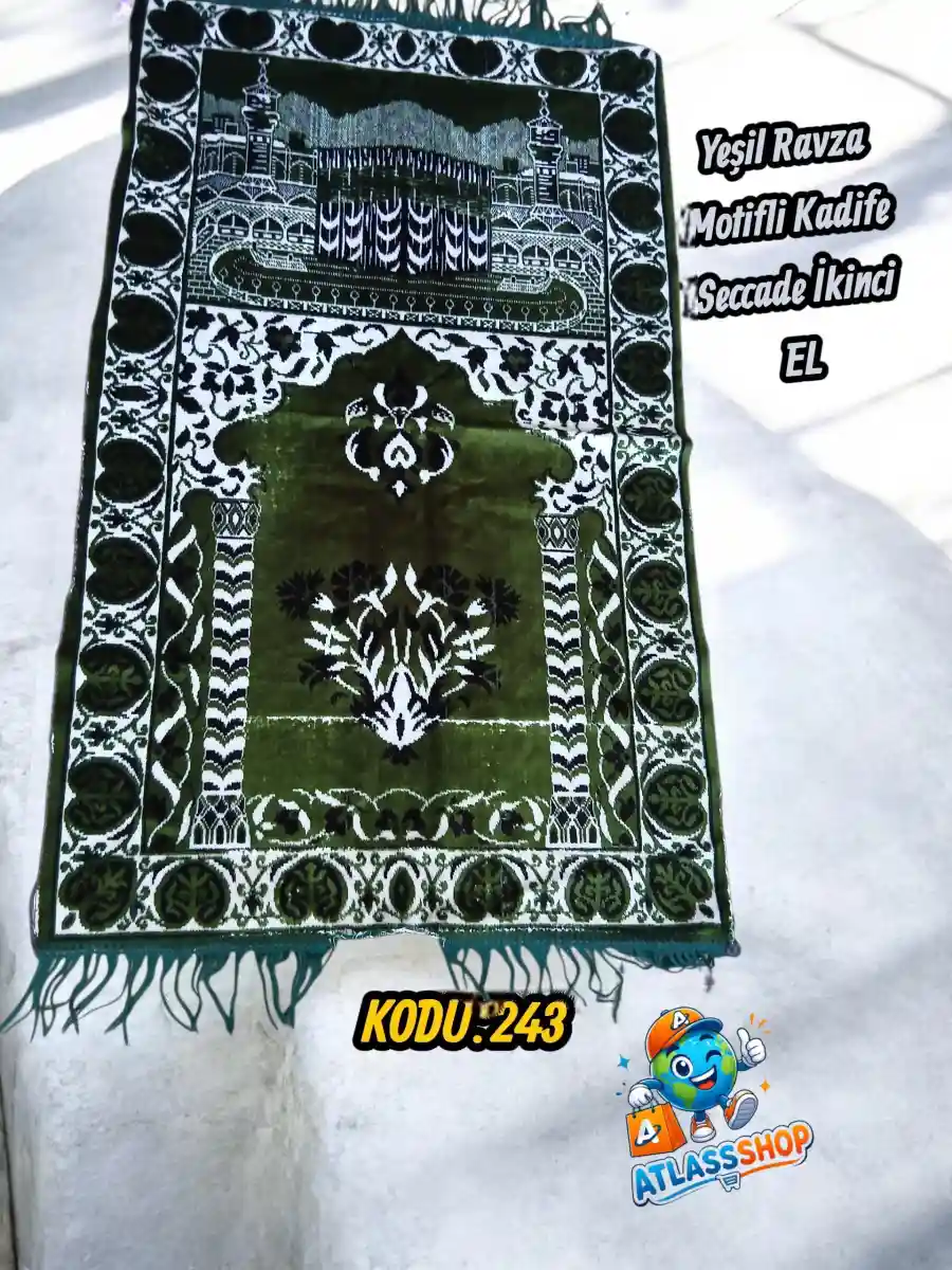 Yeşil motifli kadife seccade ilan görseli