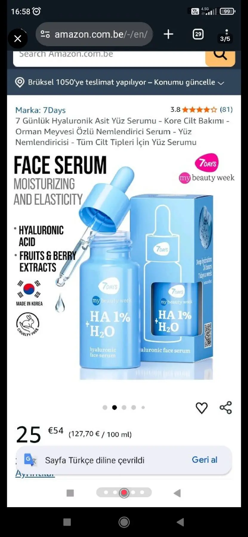 Hyaluronik asit i̇çeren yüz serumu