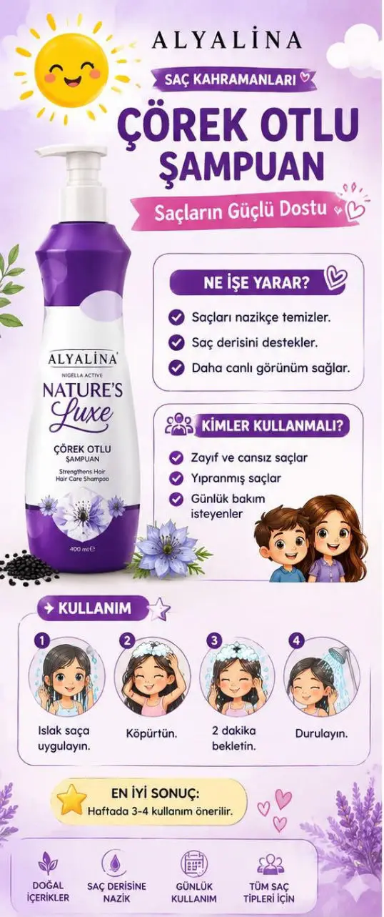 Alyalina çörek otu şampuanı