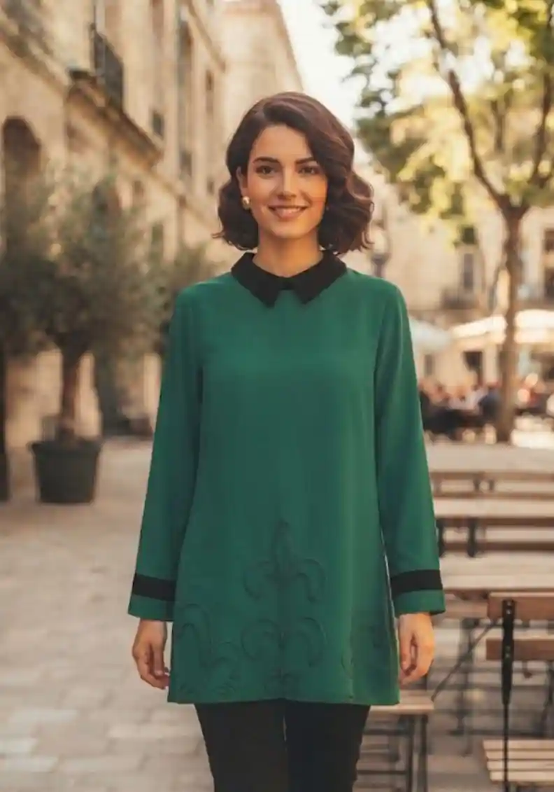 şık yeşil bluz