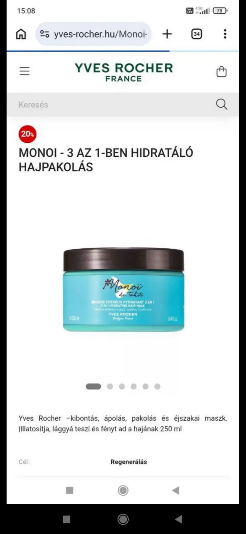 Yves rocher monoi 3'ü 1 arada saç kremi