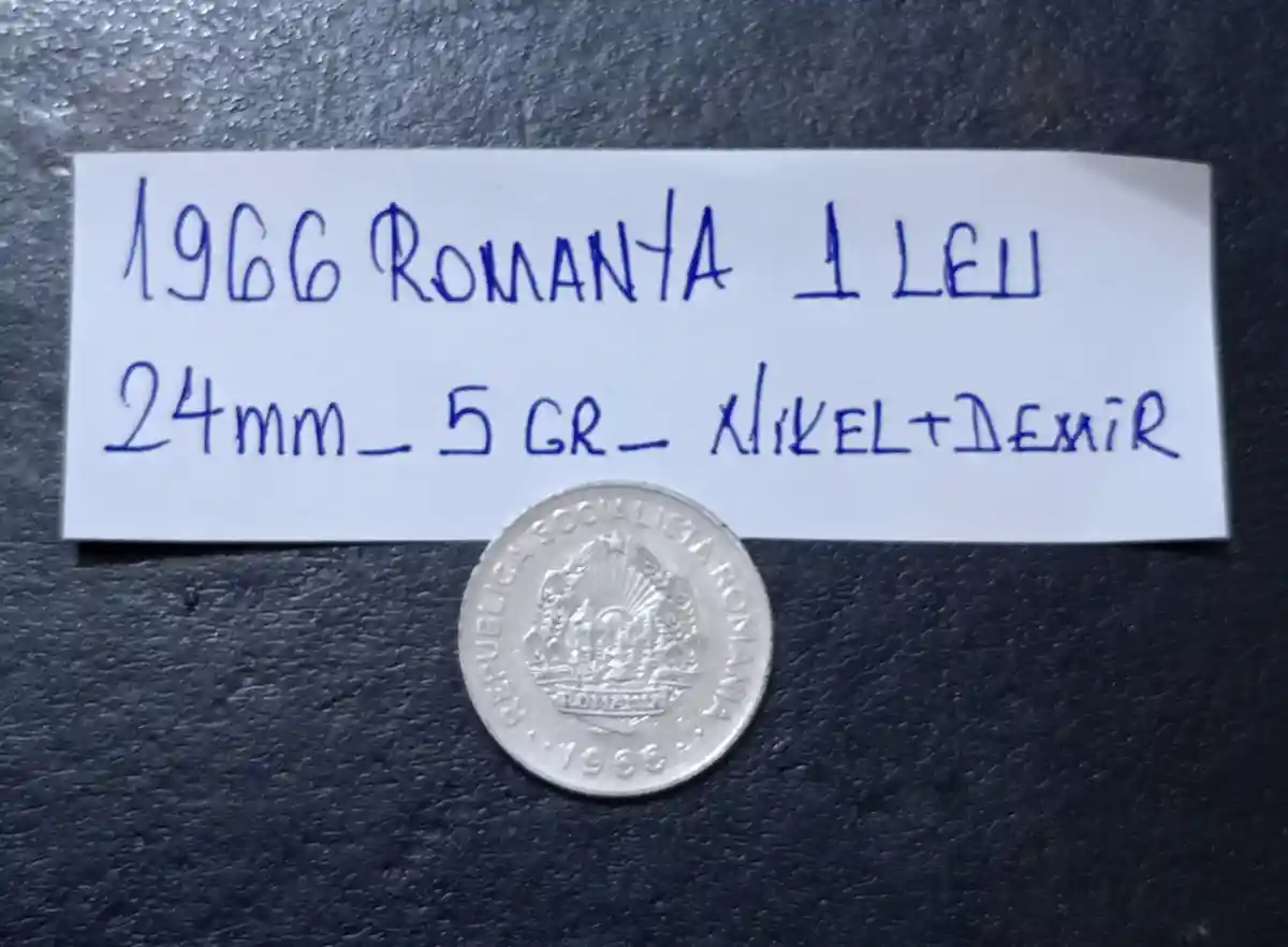 1966 romanya 1 leu madeni para