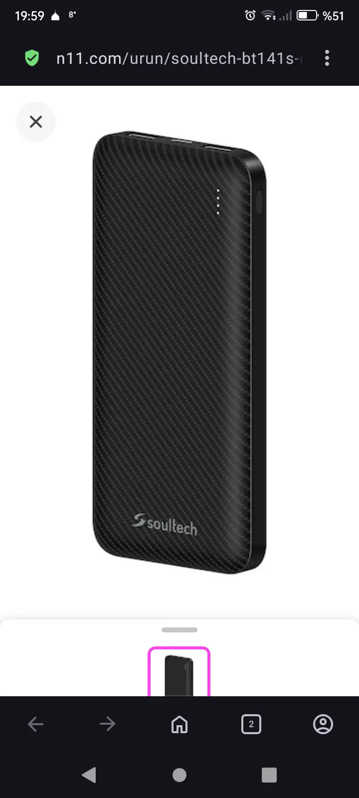 Soultech bt141s carbon 10.000mah powerbanksiyah type-c microusb