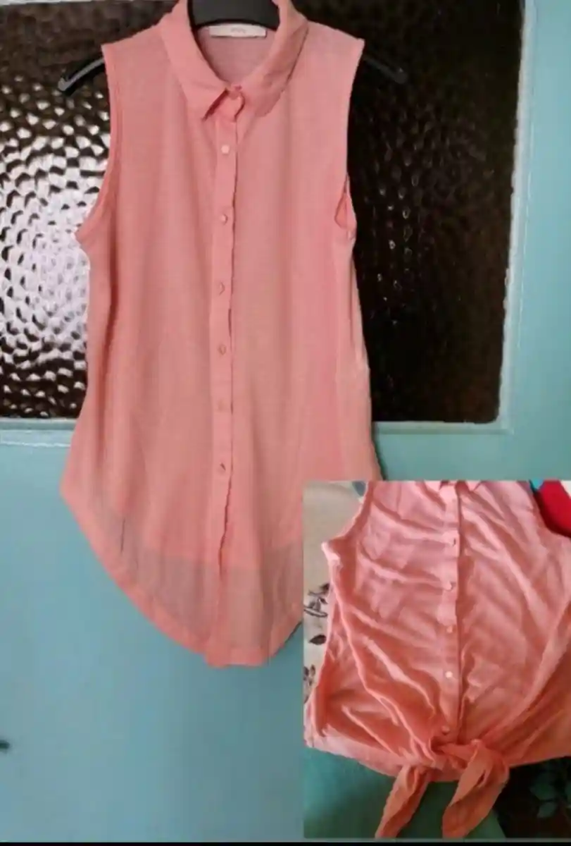 Pembe sıfır kol bluz. tifany. ilan görseli