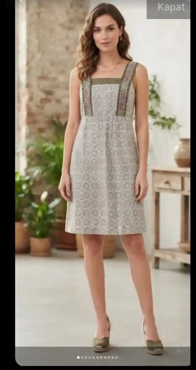 Desenli  mevsimlik mini elbise