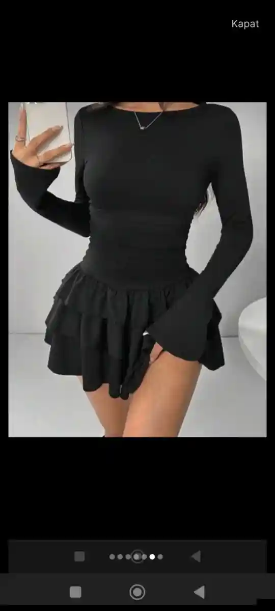 Siyah uzun kollu mini elbise