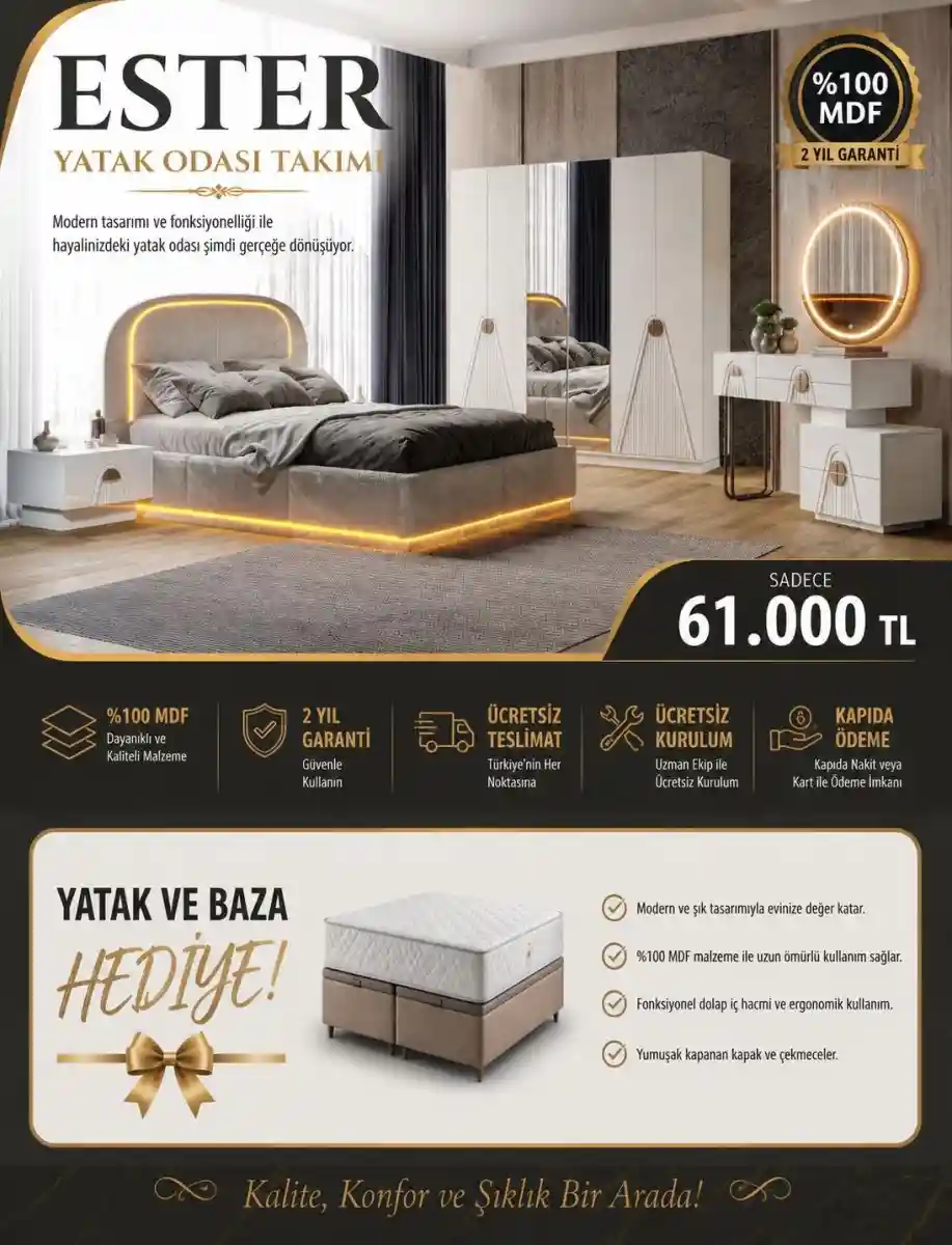 Modern tasarımlı yatak odası takımı