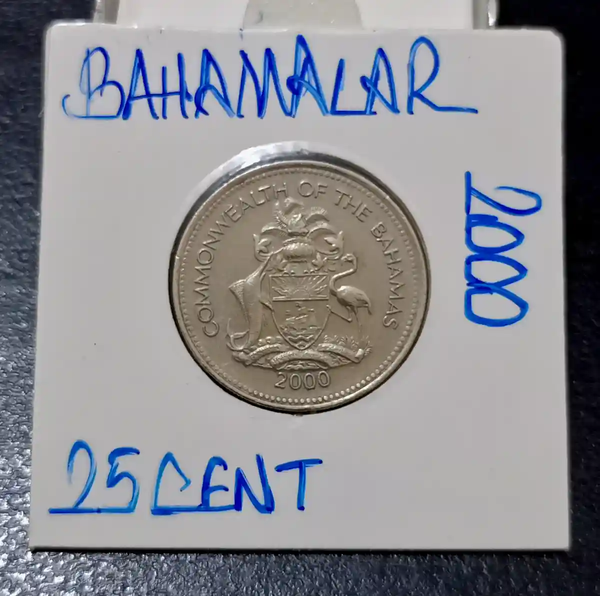 2000 yılı bahama 25 cent madeni para