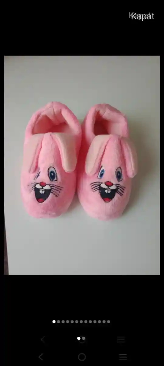 Pembe tavşan desenli ev terliği