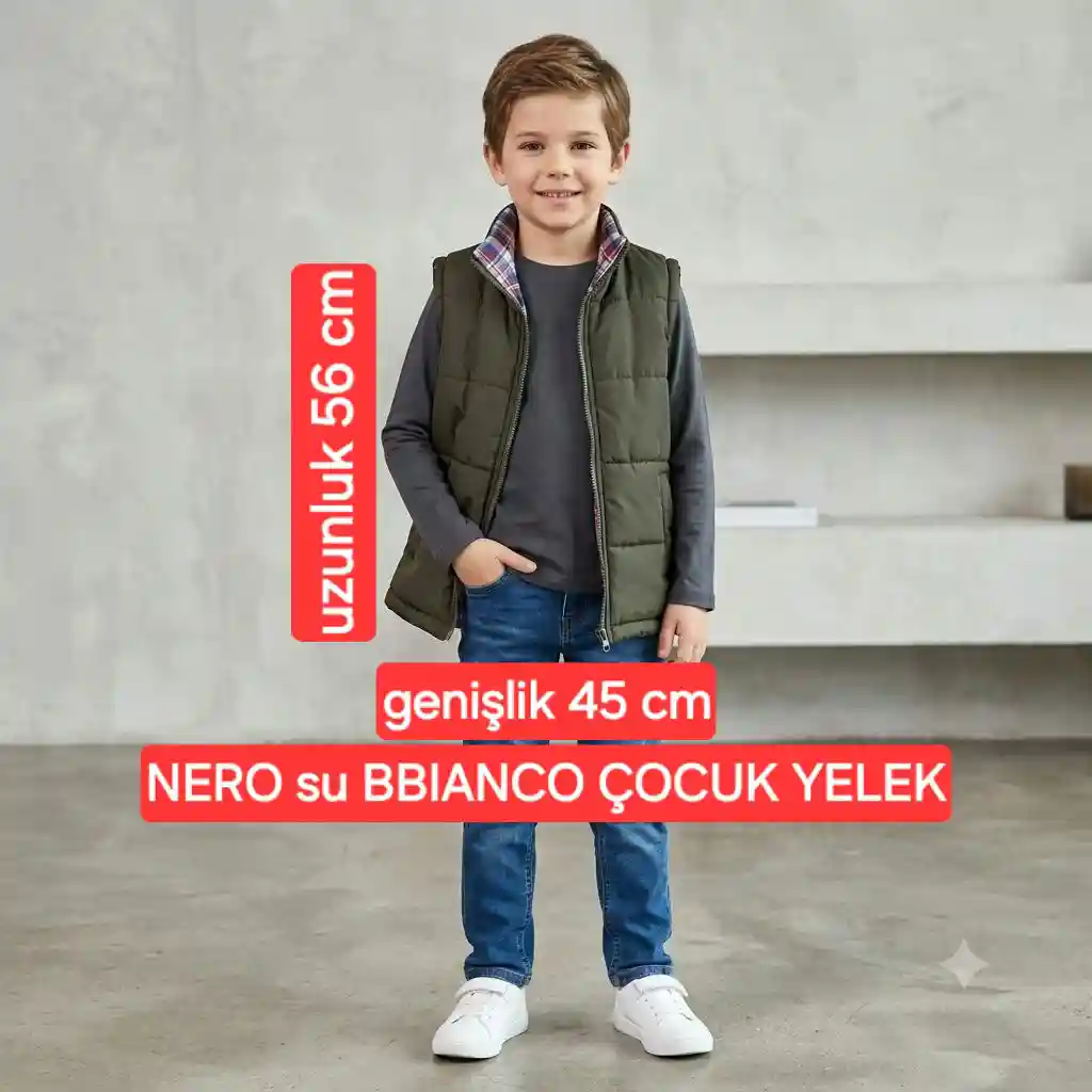 Nero su bbianco çocuk yelek