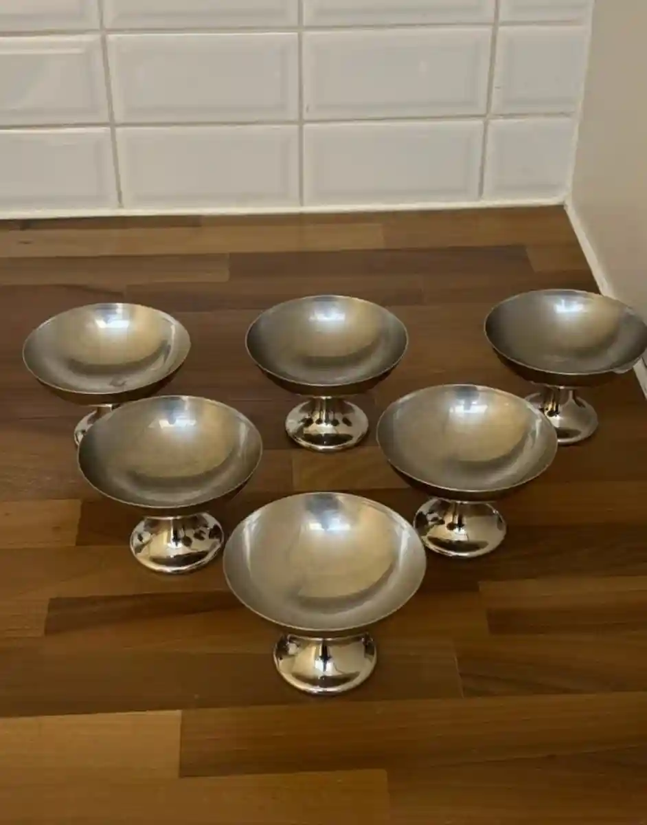 şık metal servis kasesi seti