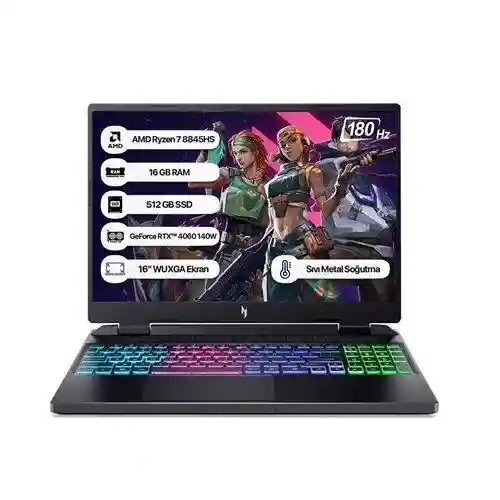 Acer nh.qskey.003 nitro amd ryzen 7 8845hs 16 gb ram 512 gb ssd rtx 4060 8gb ekran kartı 16'' f