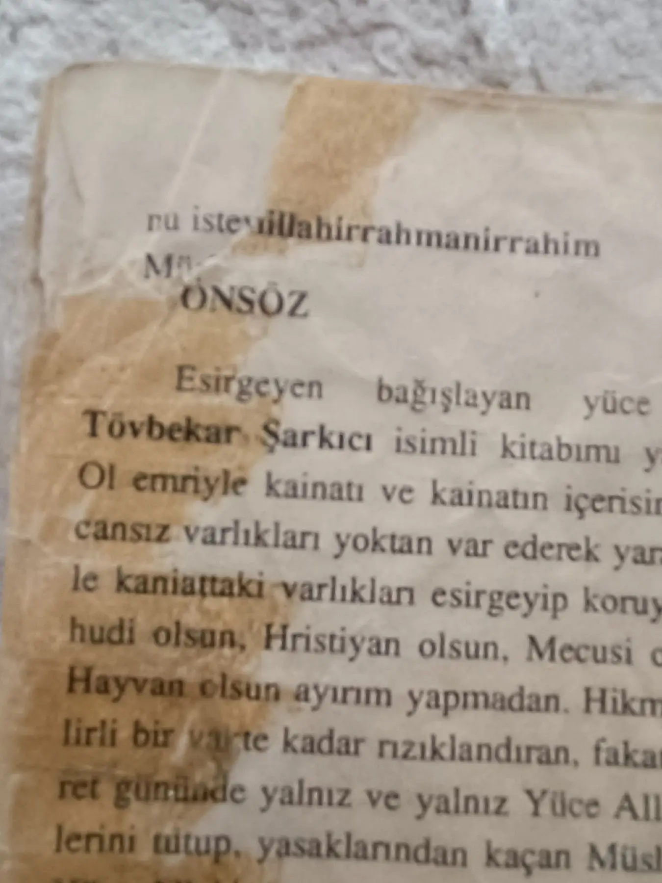 Tövbekar şarkıcı kitabı