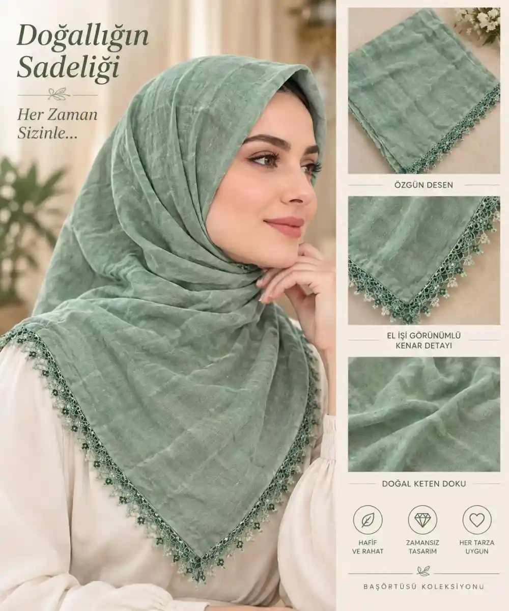 Nadir vintage el i̇şi oyalı başörtüsü