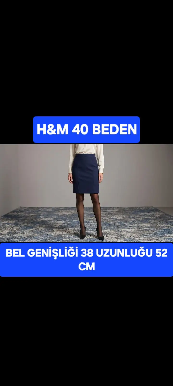 H&m 40 beden lacivert etek