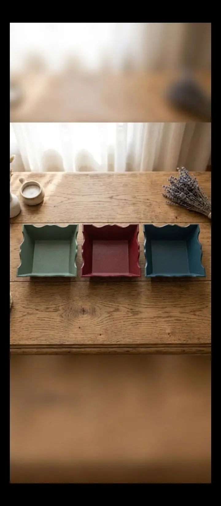 3 adet/mdf ahşap çerezlik 16x16cm 3 adet farklı renklerde ahşap çerezlik kaseler el boyaması