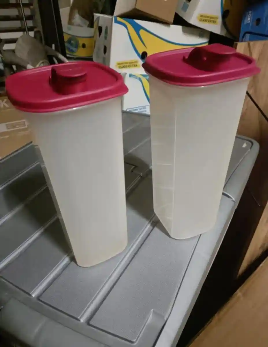 Kırmızı kapaklı i̇ki adet plastik saklama kabı ilan görseli