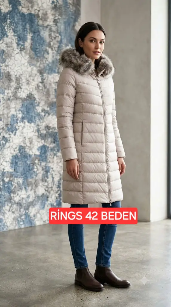 Rings kadın kaban, 42 beden, bej renk