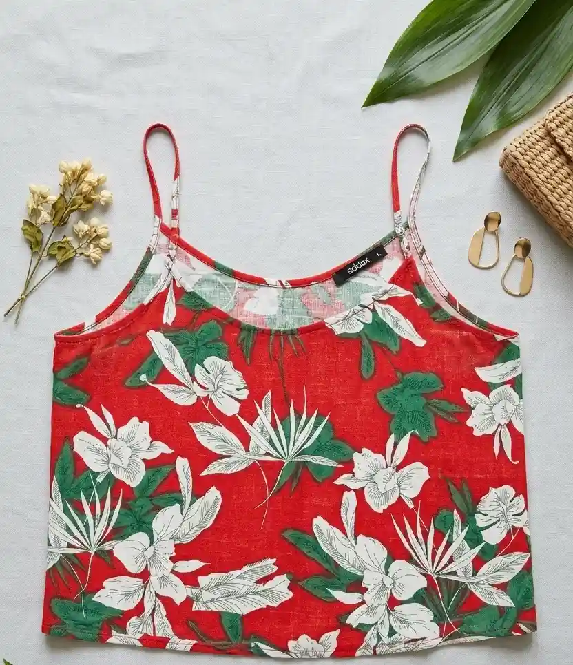 çiçek desenli kırmızı bluz