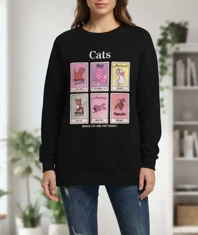 Disney cats siyah sweatshirt