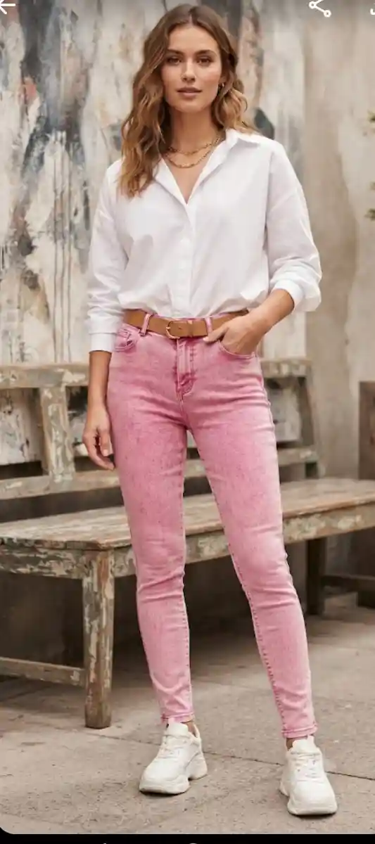Lcw.. asit yıkamalı likralı pembe jean.