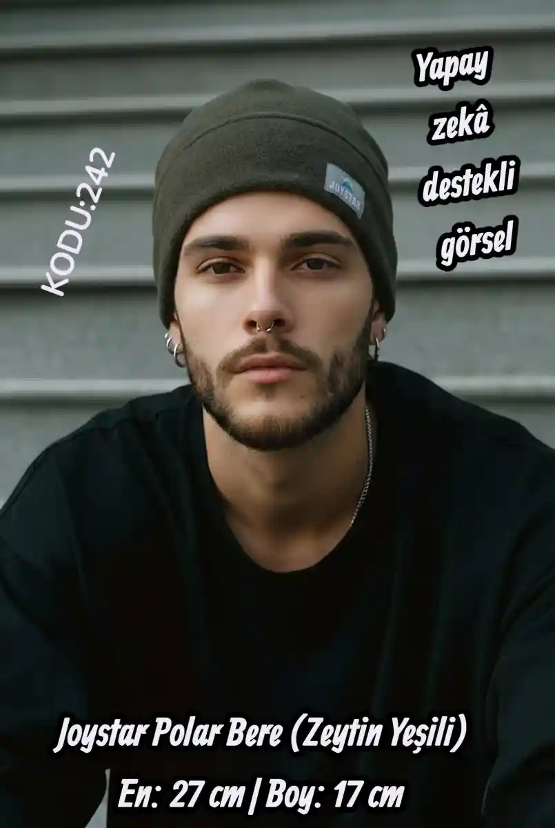 Joystar zeytin yeşili polar bere